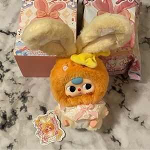 🍓Baby Three Lily Rabbit Town Yellow Orange Plush Bunny Bag Charm Strawberry